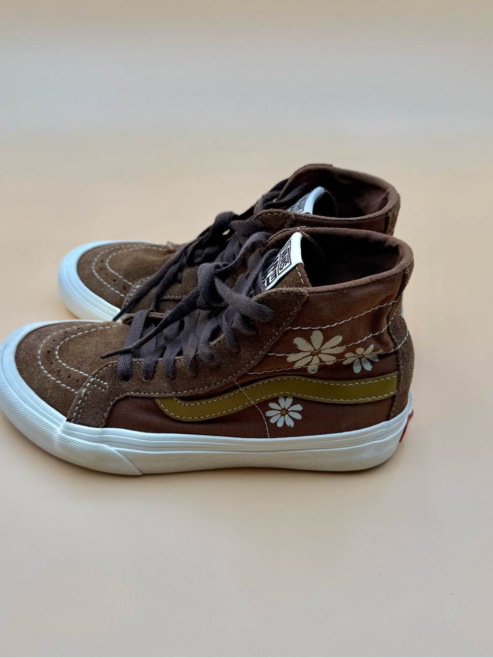 VANS SK8-Hi Floral Brown Suede Canvas Women’s 6 Men’s 4.5 EU 36 High Top